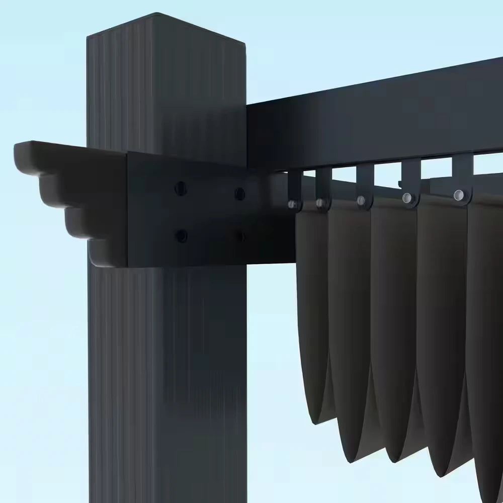 13 Ft. X 10 Ft. Aluminum Outdoor Patio Pergola with Retractable Canopy in Dark Gray — product view 12