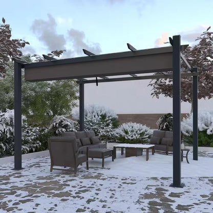 13 Ft. X 10 Ft. Aluminum Outdoor Patio Pergola with Retractable Canopy in Dark Gray — product view 5