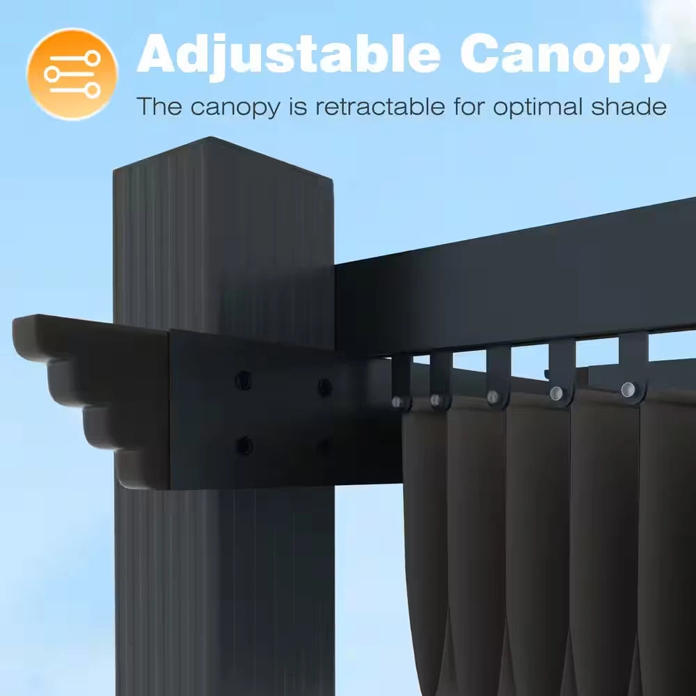 13 Ft. X 10 Ft. Aluminum Outdoor Patio Pergola with Retractable Canopy in Dark Gray — product view 8