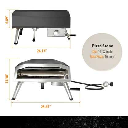 16 In. Propane Pizza Oven, Outdoor Pizza Oven in Black, with Rotating Pizza Stone — product view 5