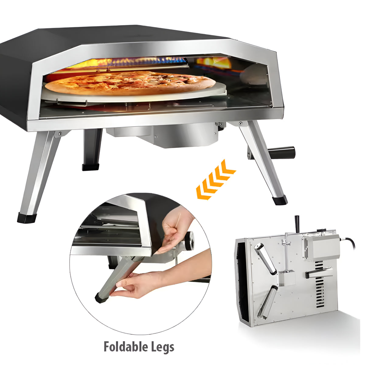 16 In. Propane Pizza Oven, Outdoor Pizza Oven in Black, with Rotating Pizza Stone — product view 6