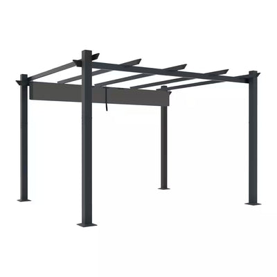13 x 10 Ft. Aluminum Pergola with Retractable Canopy – Dark Gray