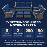 Patio Furniture Set 6-Piece Outdoor Patio Conversation Set with Blue Cushions Lawn Furniture — Results & Stats