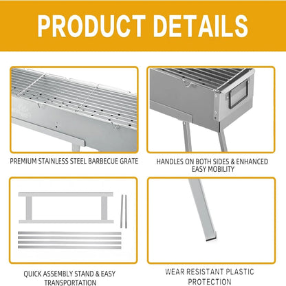 Charcoal Grill, Portable BBQ Grill with Removable Stand Accessories — product view 4
