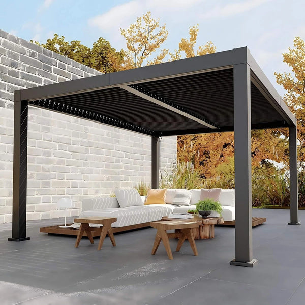 Louvered Pergola with Adjustable Roof & Drainage – Aluminum