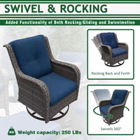 Patio Furniture Set 6-Piece Outdoor Patio Conversation Set with Blue Cushions Lawn Furniture — product view 10