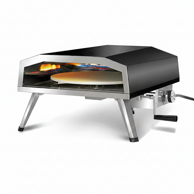 16-In. Propane Pizza Oven with Rotating Stone – Black